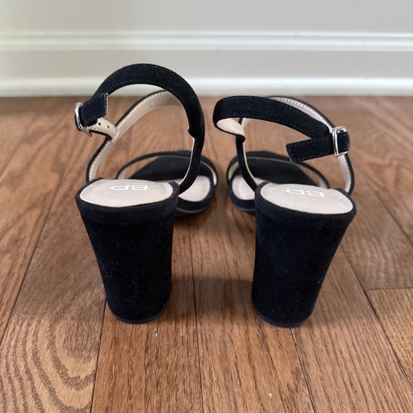 BP. Lula Block Slingback Sandal Faux Suede Open Toe Ankle Strap Black Size 6 - Picture 3 of 9